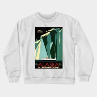 Alaska Taku Glacier Art Deco Advertisement Vintage Steamship Crewneck Sweatshirt